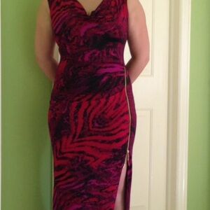 Cache Vibrant Red and purple Maxi Dress